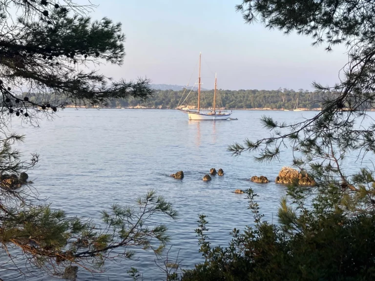 Île Sainte-Marguerite au large de Cannes vue depuis la goélette
